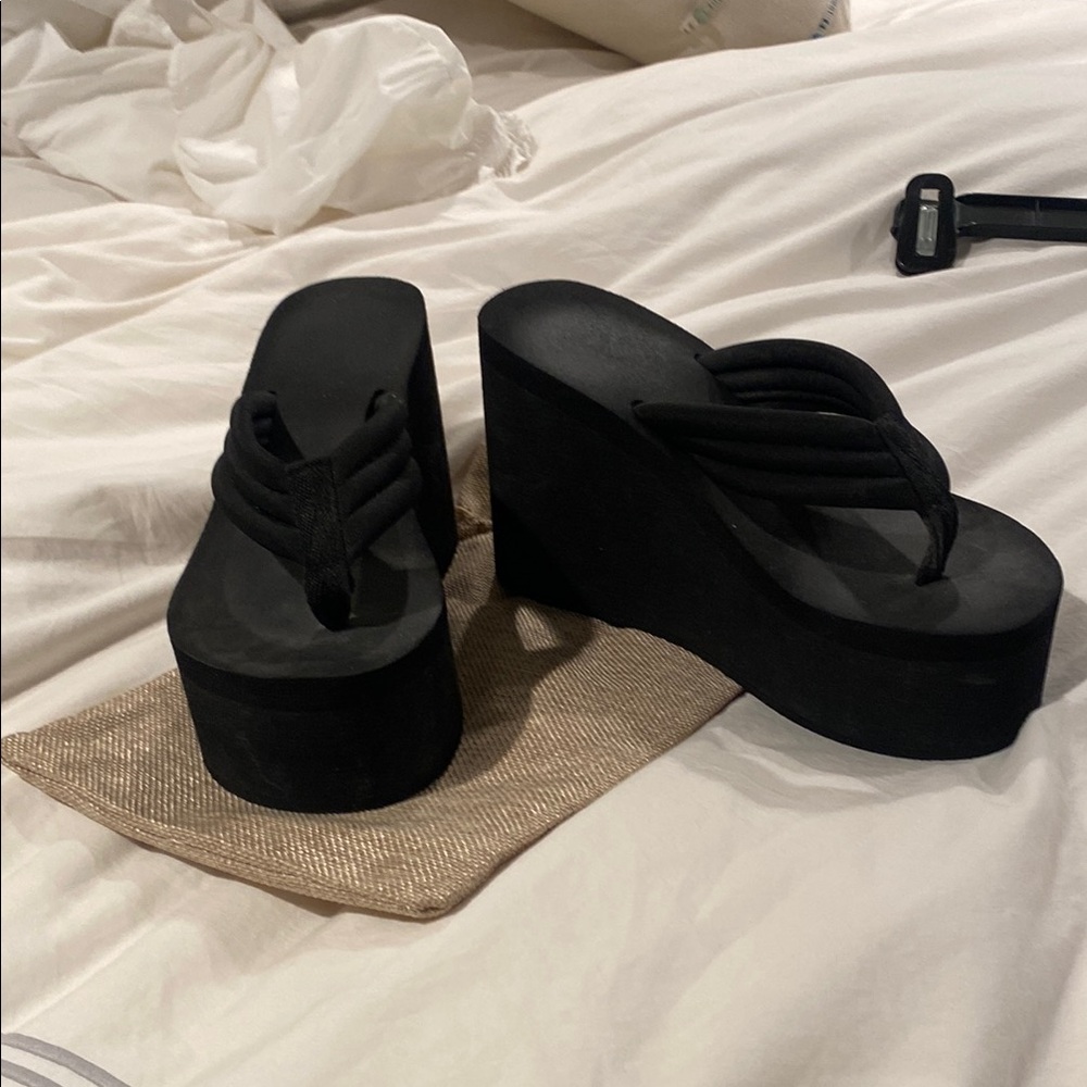 Black Platform Wedge Sandals